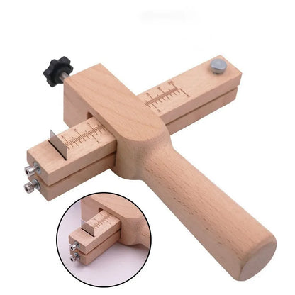 Wooden Adjustable Leather Strap Cutter with 5 Sharp Blades – Precise DIY Belt Cutting Tool for Leathercraft