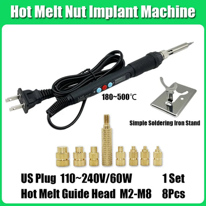 M2 M3 M4 Brass Insert Nuts for Bolt & Screw Implantation – Hot Melt Knurled Thread & Soldering Iron Tip for 3D Printer
