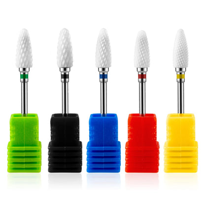 5PCS Ceramic Nail Drill Bit Set - Electric Milling Cutter Bits for Manicure & Pedicure Nail Machine Accessories