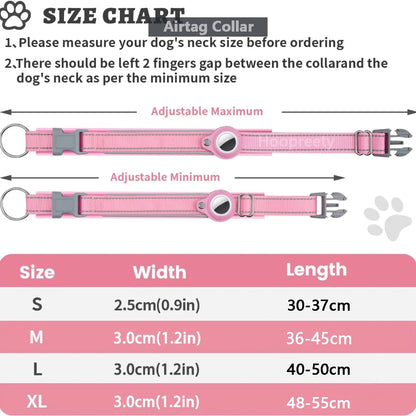 Reflective Heavy-Duty Dog Collar with Adjustable AirTag Holder — For Small, Medium & Large Dogs