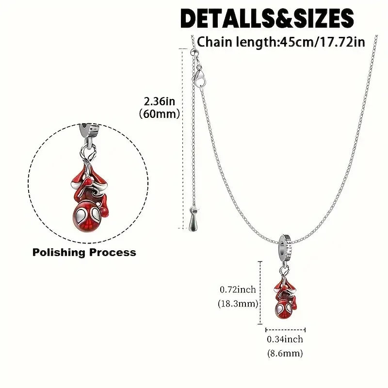 New Spider-Man Superhero Pendant Necklace – Spider Battle Uniform Jewelry Gift for Fans & Christmas