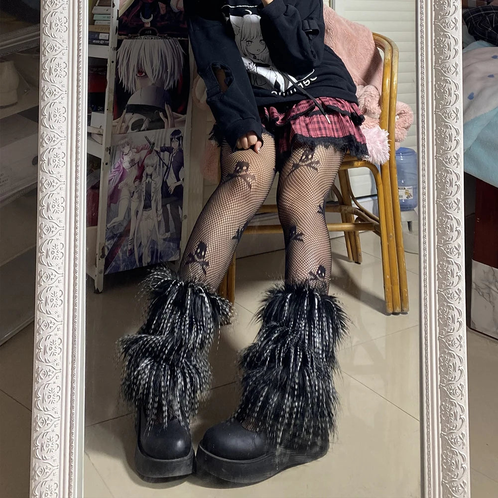 Women’s Faux Fur Leg Warmers – Fall Boot Covers & Stockings, Lolita Punk Harajuku Style Foot Warmers