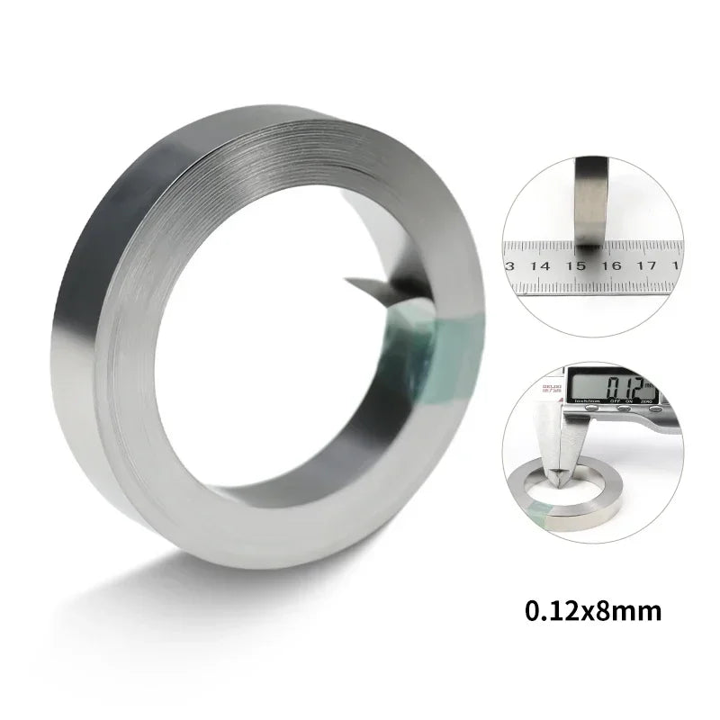 10m Roll 18650 Li-ion Battery Nickel-Plated Strip – 0.1-0.2mm Spot Welder Connector Steel Belt