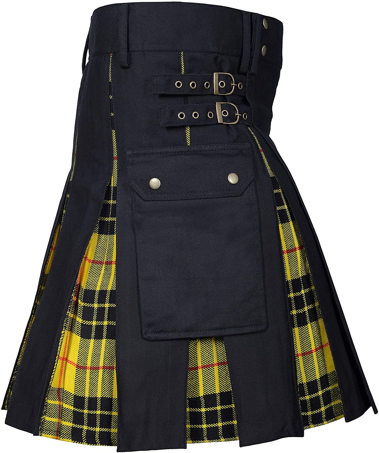 Men's Utility Kilt – 100% Cotton Jeans Hybrid with Modern Box Pleated Tartan, Traditional Design