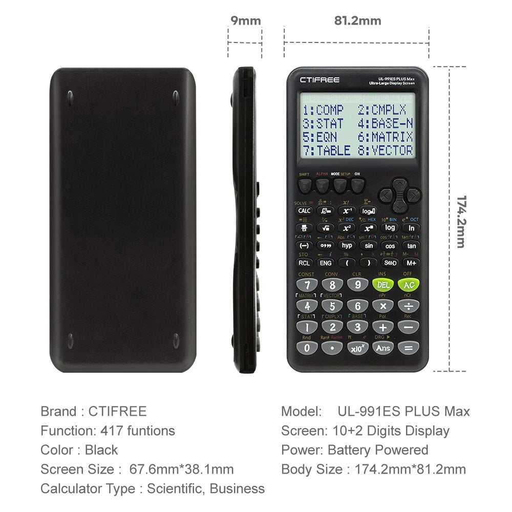 Large Screen Scientific Calculator - 417 Multifunctional Student Exam Calculator