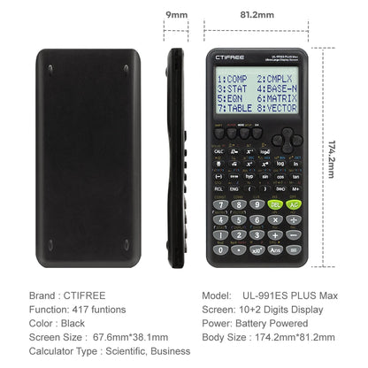 Large Screen Scientific Calculator - 417 Multifunctional Student Exam Calculator