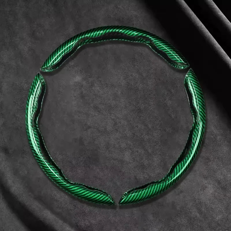 2/3PCS Universal Car Steering Wheel Cover — Laser Carbon Fiber, Silicone & 1K Microfiber Leather, Non-Slip PVC Booster