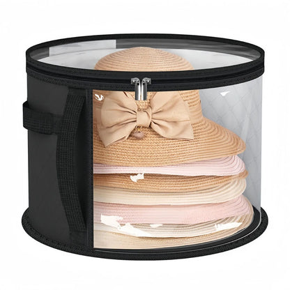 Foldable Hat Storage Bucket Bag – Travel Organizer with Handle & Clear Window for Wide Brim Hats