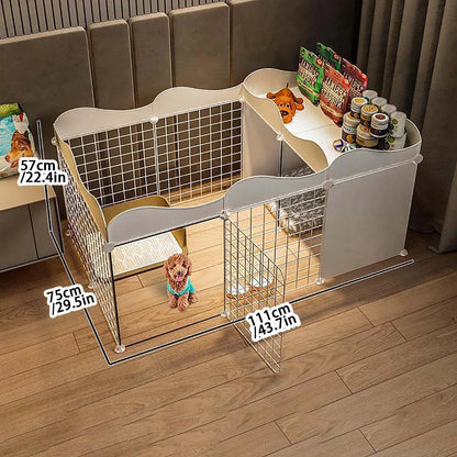 Indoor Pet Dog Enclosure Kennel – Small Dog Fence with Isolation Door & Built-In Toilet Area