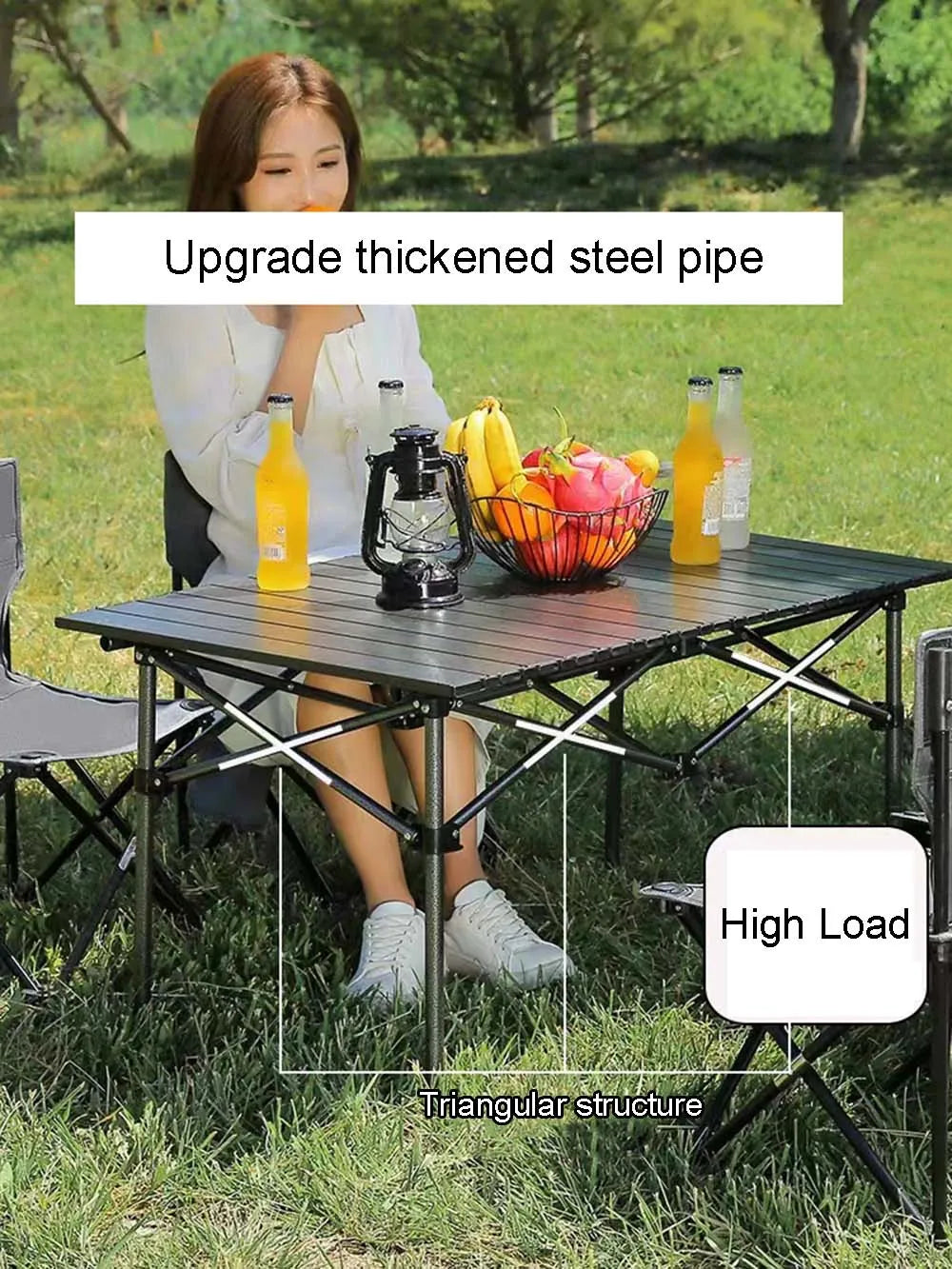 Outdoor Folding Long Table – Portable Storage Camping Desk with Net Bag, Easy Install, Lightweight & Stable