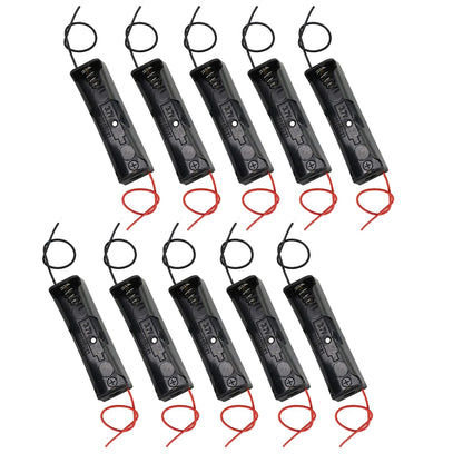 10Pcs 18650 Battery Holder Case - Plastic Storage Box with 150mm Lead Wire for Single Cell Power Projects