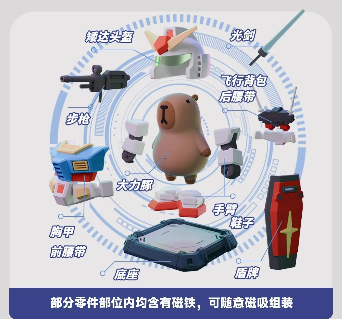 Cartoon Capibara Magnetic Mecha Armor Doll – Handmade Collectible Action Figure Toy, Creative Game Decoration
