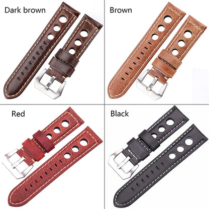 Vintage Genuine Cowhide Leather Watch Strap – 20mm 22mm 24mm Watchband with Pin Buckle for Men & Women