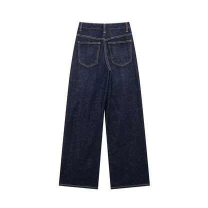 TRAF Women’s Basic Hundred Jeans — High Waist Asymmetric Wide-Leg Trousers, Casual Straight-Leg Fashion Jeans