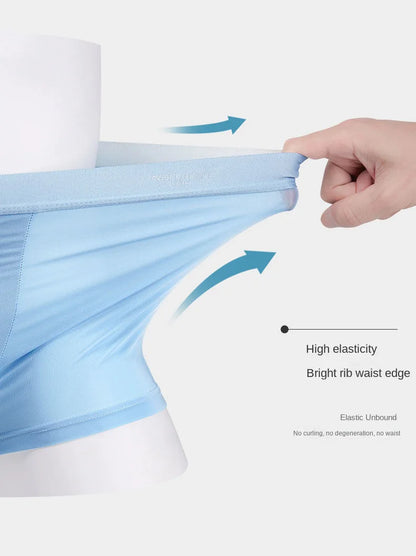 4PCS Men's Ice Silk Boxer Shorts – Breathable, Sexy, Thin Underwear in Sizes L-6XL