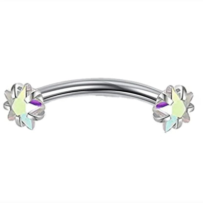 Crystal Curved Barbell Piercing Earrings – Daith, Helix, Tragus & Cartilage Body Jewelry Stud Ring