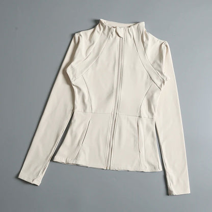 New Yoga Wear Ladies Coat – High Elastic Loose Fitness Top, Long Sleeve Stand-Up Collar for Exercise