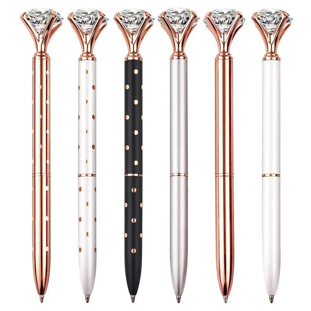 Large Diamond Crystal Ballpoint Pen - 1.0mm Metal Nib Rhinestone Pen for Student Stationery, Office, Business Gifts