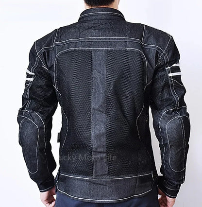 KOMINE JK006 Motorcycle Jacket - Breathable Denim Mesh Racing Riding Protective Gear High Performance Safety Clothing