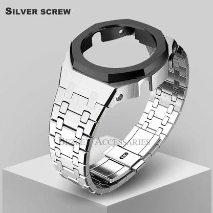 GEN4 Casioak GA2100 Mod Kit – Stainless Steel Case, Bezel, and Rubber Strap Replacement for G-SHOCK GA2100/GA2110