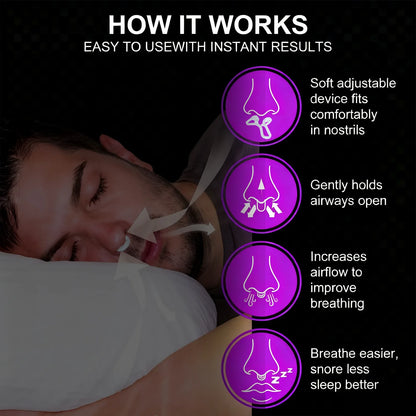 Silicone Anti-Snoring Nose Clip – 3 Sizes Elastic Nasal Dilator for Better Airflow & Comfortable Sleep
