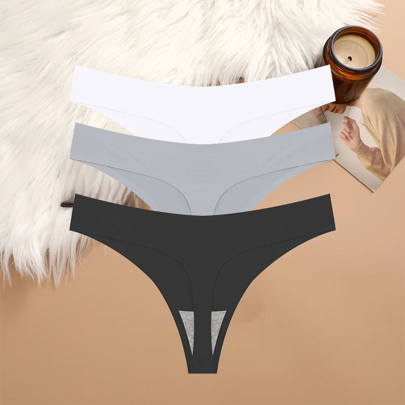 3PCS Sexy G-String Underwear Set – Breathable Seamless Low Waist T-Back Bikini Panties for Women, S-XL Sizes