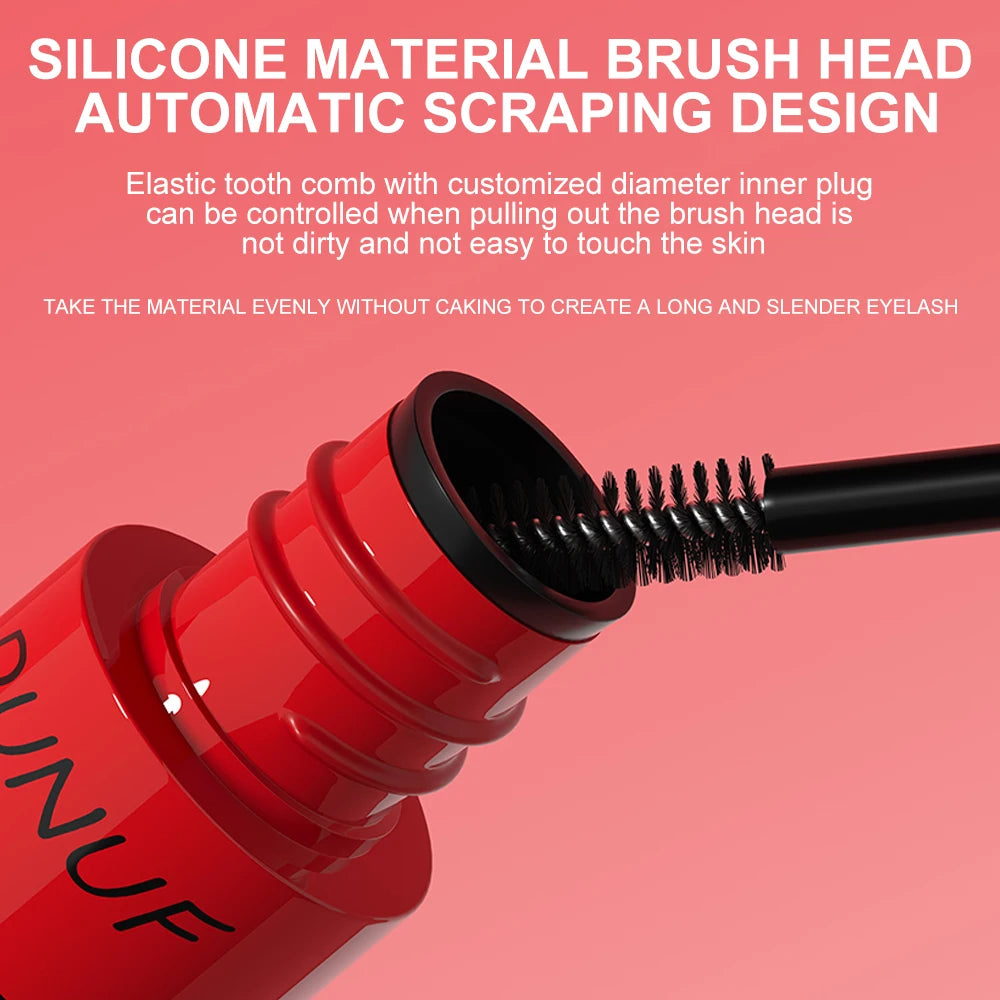 DUNUF Long Lasting Waterproof Mascara - Curling, Thickening & Smudge-Proof Eyelash Makeup for Beginners