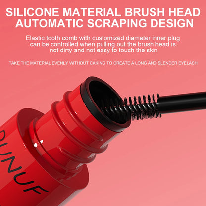DUNUF Long Lasting Waterproof Mascara - Curling, Thickening & Smudge-Proof Eyelash Makeup for Beginners