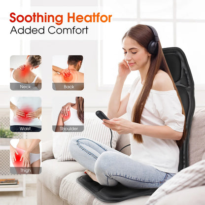 Electric Full-Body Massage Chair Cushion | Infrared Heating Vibrator for Back, Neck & Lumbar – Car, Home, Office