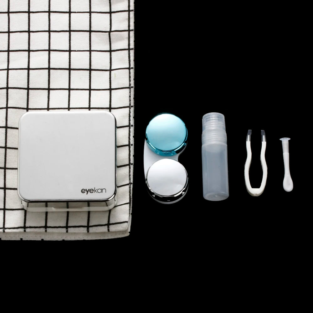 Square Contact Lens Case – Portable Travel Lens Storage & Soaking Box Holder, Solid Color Fashion Eyewear Accessory Container