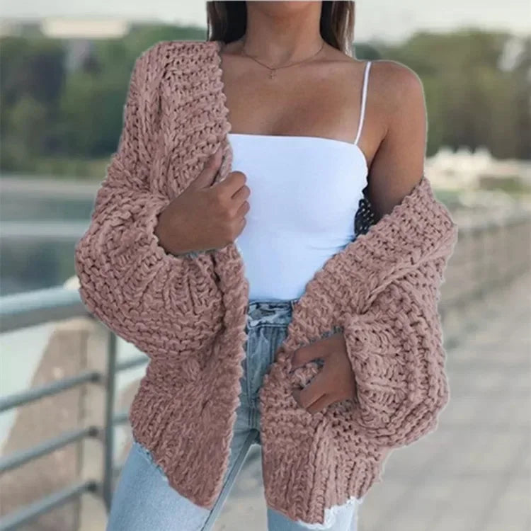 ALLUKASA Women’s Autumn Winter Cardigan – Plush Batwing Long Sleeve Loose Knit Sweater Outerwear Fashion Pullover
