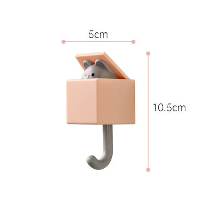 Cute Cartoon Cat Hook – Self-Adhesive Door Hangers for Dormitory, Bedroom, Key, Umbrella, and Coat Rack Decoration