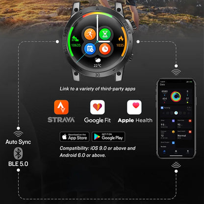 NORTH EDGE 2025 GPS Smartwatch — Men's Sport Watch with HD AMOLED, Altimeter, Barometer & Compass, 50M Water-Resistant