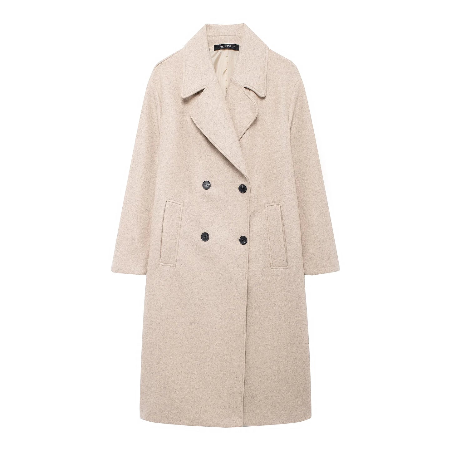 TRAFZA 2024 Women’s Autumn Loose Coat – Lapel Double-Breasted Long Sleeve Trench Jacket, Winter Warm Vintage Outerwear