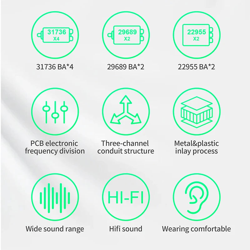 KZ AS16 Pro In-Ear Earphones – 16BA Balanced Armature HIFI Bass Noise-Cancelling Sport Headset