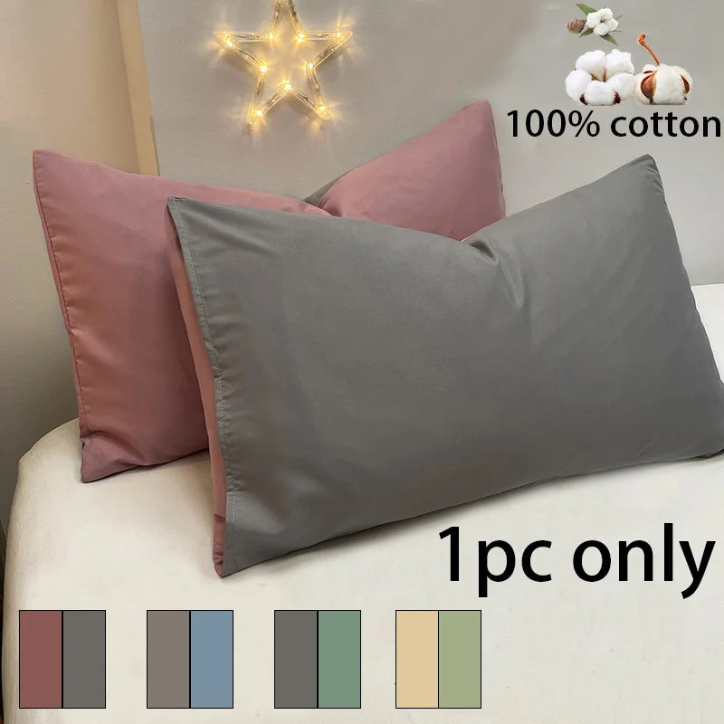 100% Cotton Brushed Color Block Pillowcases - Soft Cozy Wrinkle & Fade Resistant Envelope Closure