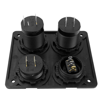 4-in-1 12V/24V Dual USB Power Adapter Panel 3.1A with LED Voltmeter & Rocker Switch for Car, RV, Truck & Marine Use