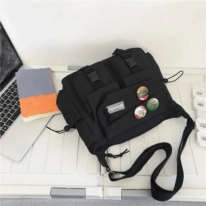 Preppy Nylon Crossbody Bag - Casual Messenger Shoulder Bag for Men Women Teens Travel School Commuter Daily Use