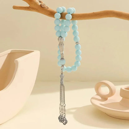 10mm 33pcs Glass Tassel Islamic Rosary Bracelet – Turkish Muslim Tasbih Prayer Beads Jewelry for Women Allah Mohammed Spiritual Gift