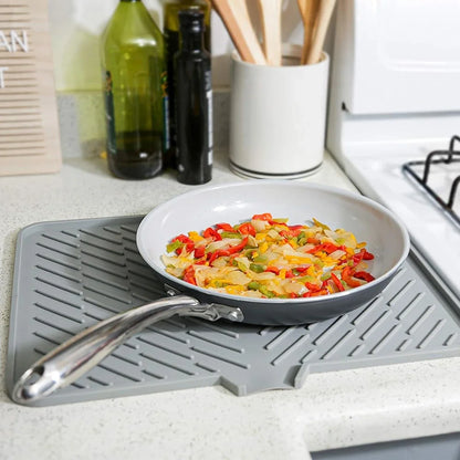 Large Silicone Dish Drying Mat | Hygienic, Non-Slip, Heat Resistant Pad Preventing Water Build-Up