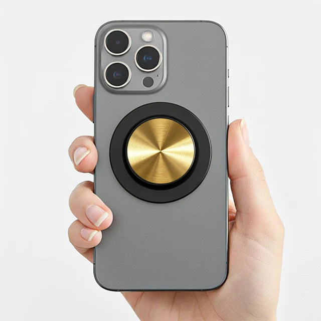 Luxury Metal CD-Pattern Magnetic Phone Grip - Expandable MagSafe Phone Holder and Stand for Smartphones and Kindle Devices