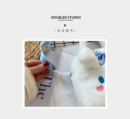 Sanrio Kawaii Plush Handbag – Kuromi, Cinnamoroll, My Melody Cartoon Anime Cosmetic & Travel Storage Bag for Women & Girls – Perfect Gift