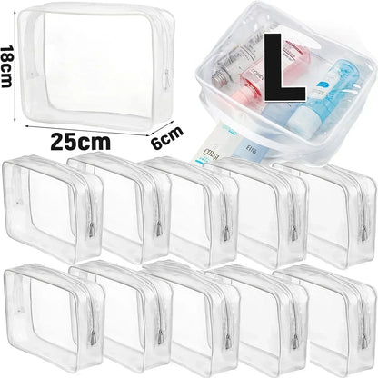 1/20PCS Transparent PVC Travel Organizer — Clear Makeup & Cosmetic Bag, Toiletry & Beauty Case
