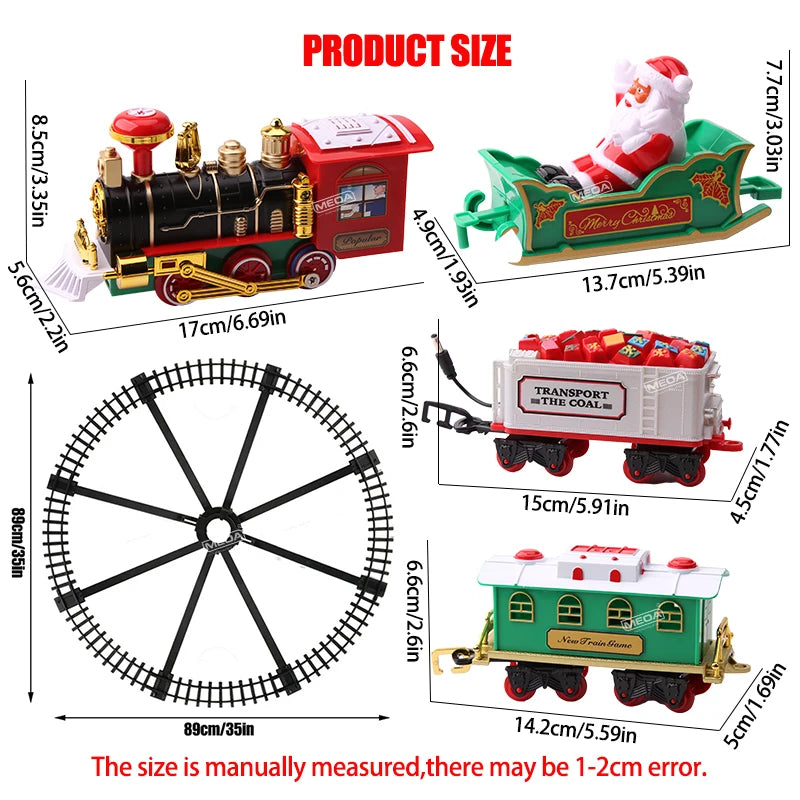 Battery Operated Railway Train with Sound & Light – Electric Christmas Tree Top Star Track Toy for Kids