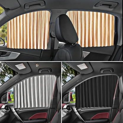 2PCS Universal Car Side Window Sun Shade Curtains – Foldable UV Protection Black Sun Visor Blinds Auto Car Styling Accessories