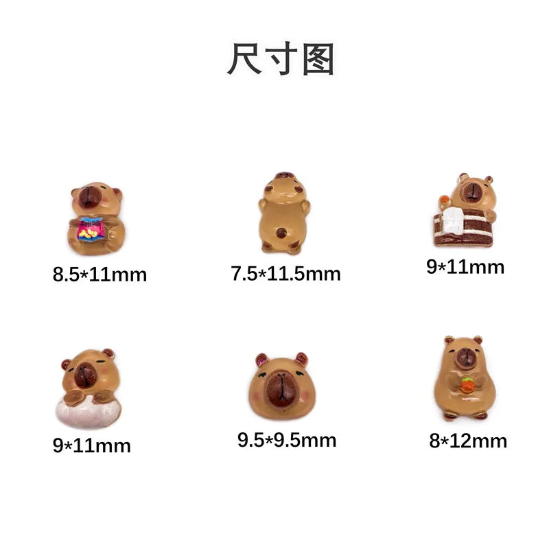 30Pcs 3D Brown Bear Nail Charms - Cute Cartoon Resin Flatback Decorations for DIY Kawaii Nail Art