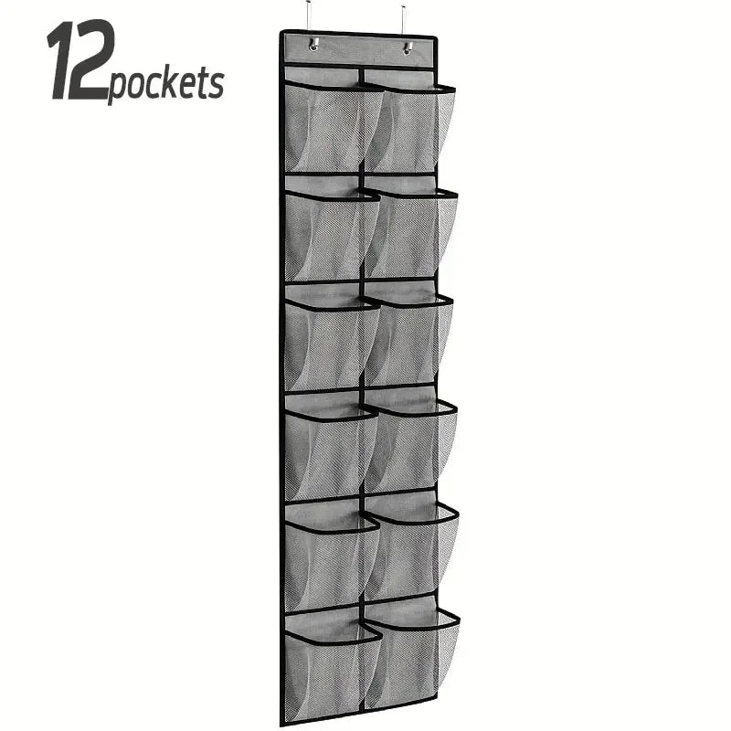 Hanging Shoe Rack Organizer – Over-the-Door 12/14 Pocket Breathable Mesh Storage for Slippers and Shoes