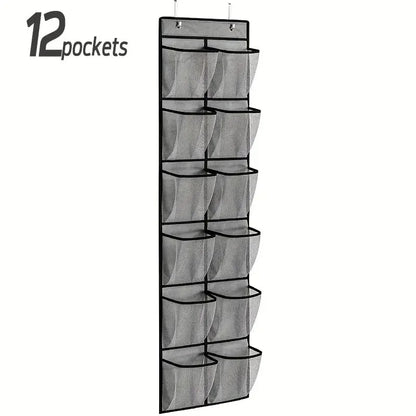 Hanging Shoe Rack Organizer – Over-the-Door 12/14 Pocket Breathable Mesh Storage for Slippers and Shoes