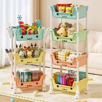 4 Layer Toy Storage Trolley & Bookshelf - Kids Organizer, Snack Rack, Bathroom & Kitchen Storage