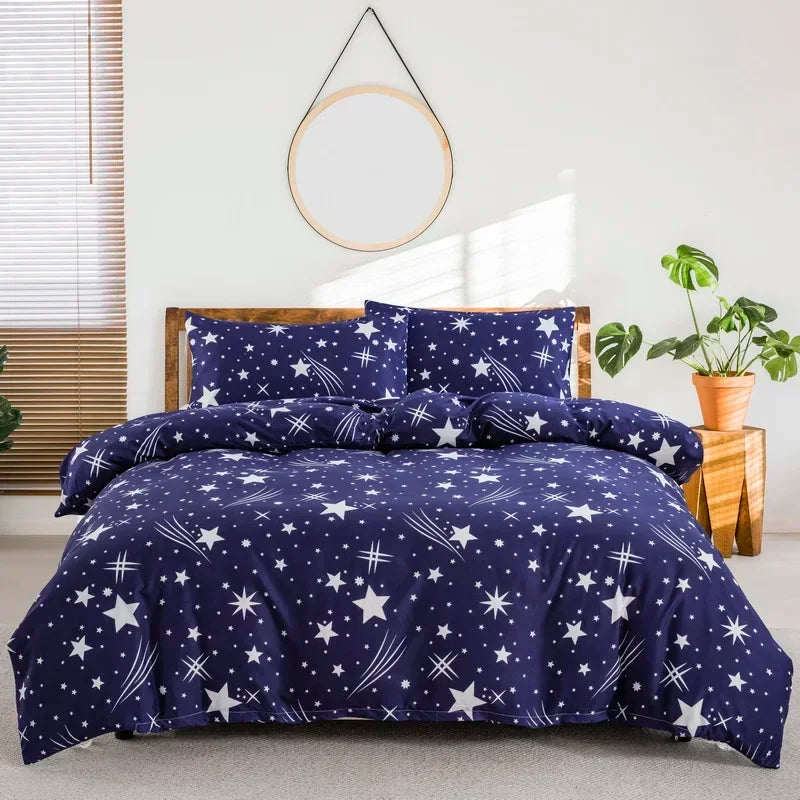 Grey Feather Duvet Cover Set – Full/Queen Boho Bedding with Soft Reversible White Comforter Cover for Kids & Teens
